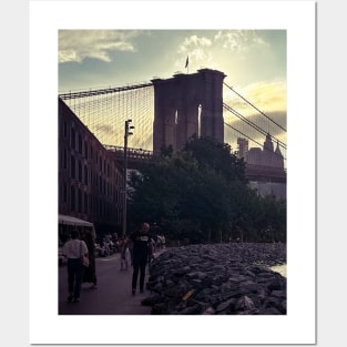 Brooklyn Bridge Sunset Manhattan Skyline NYC Posters and Art